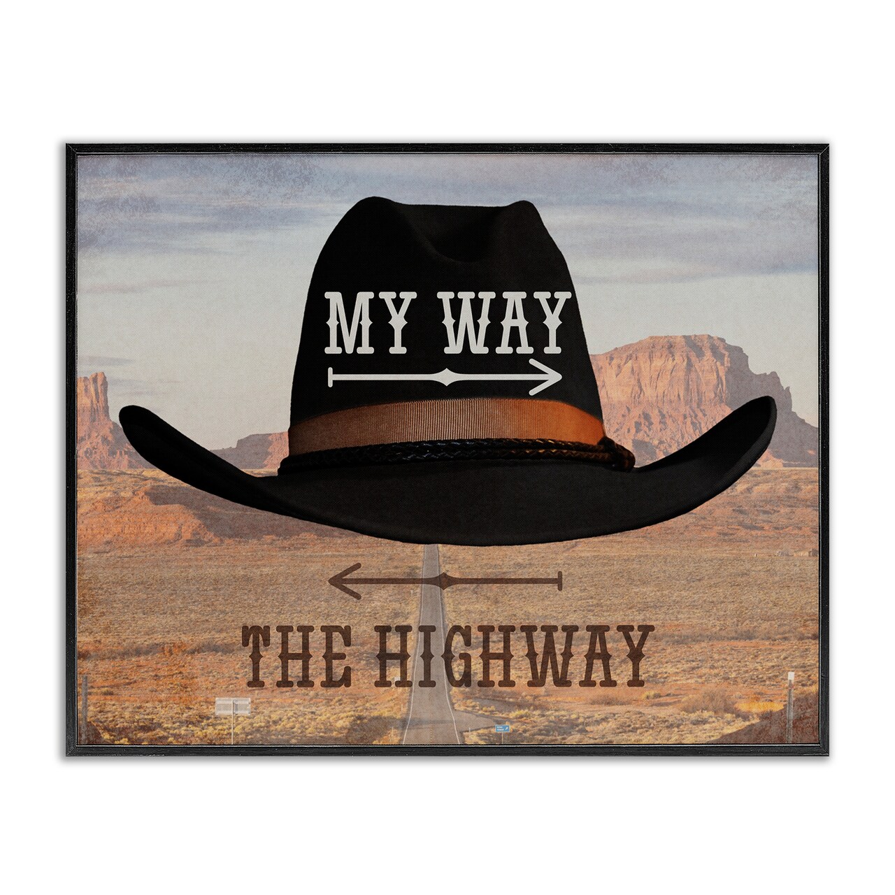 Stupell Industries My Way or Highway Cowboy Framed Giclee, design by Marcus Prime